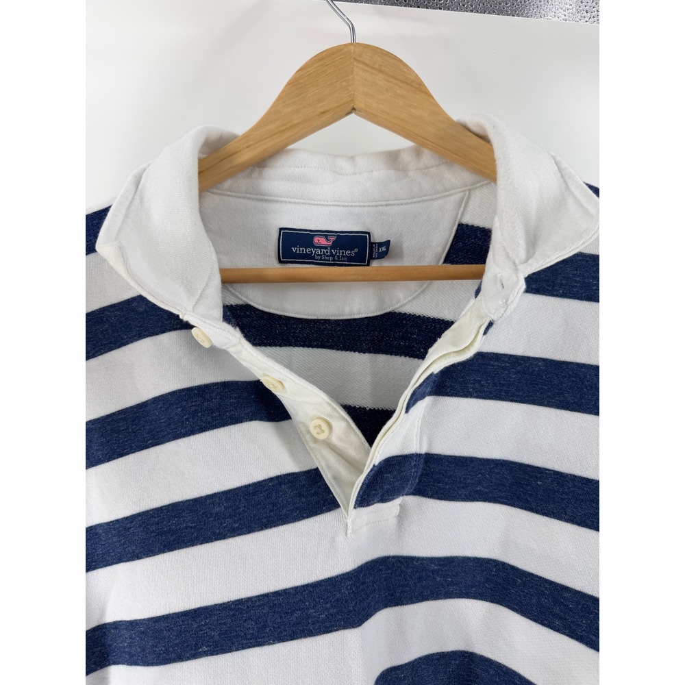 Vineyard Vines Rugby Pullover Mens XXL Blue White Striped Coastal Sweatshirt - Picture 2 of 11